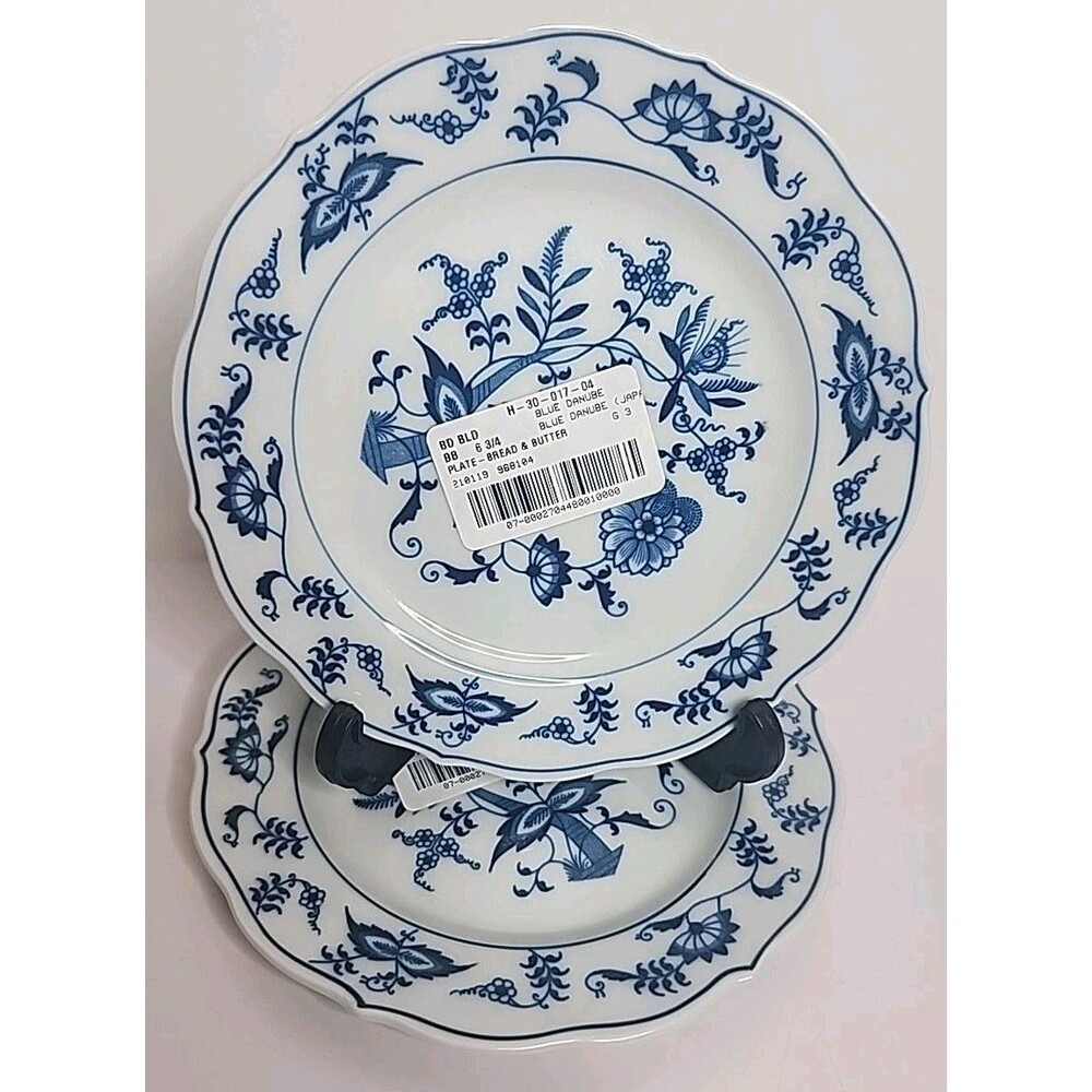 Set of 2 Blue Danube Blue Onion 6 3/4" Bread Plates Banner Stamp